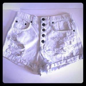 Carmar high waisted white jean shorts